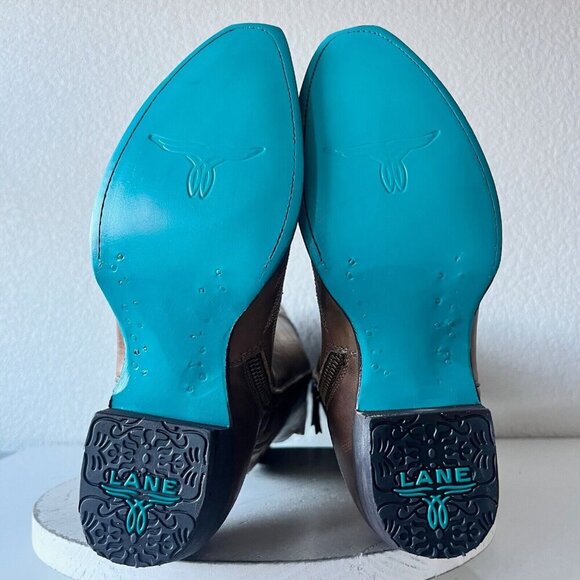 Lane LEXINGTON Over the Knee Womens Cowboy Boots 7 Brown Western Cowgirl Tall - Picture 8 of 13